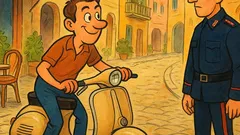 Barzelletta: Un tizio parcheggia la moto sul marciapiede